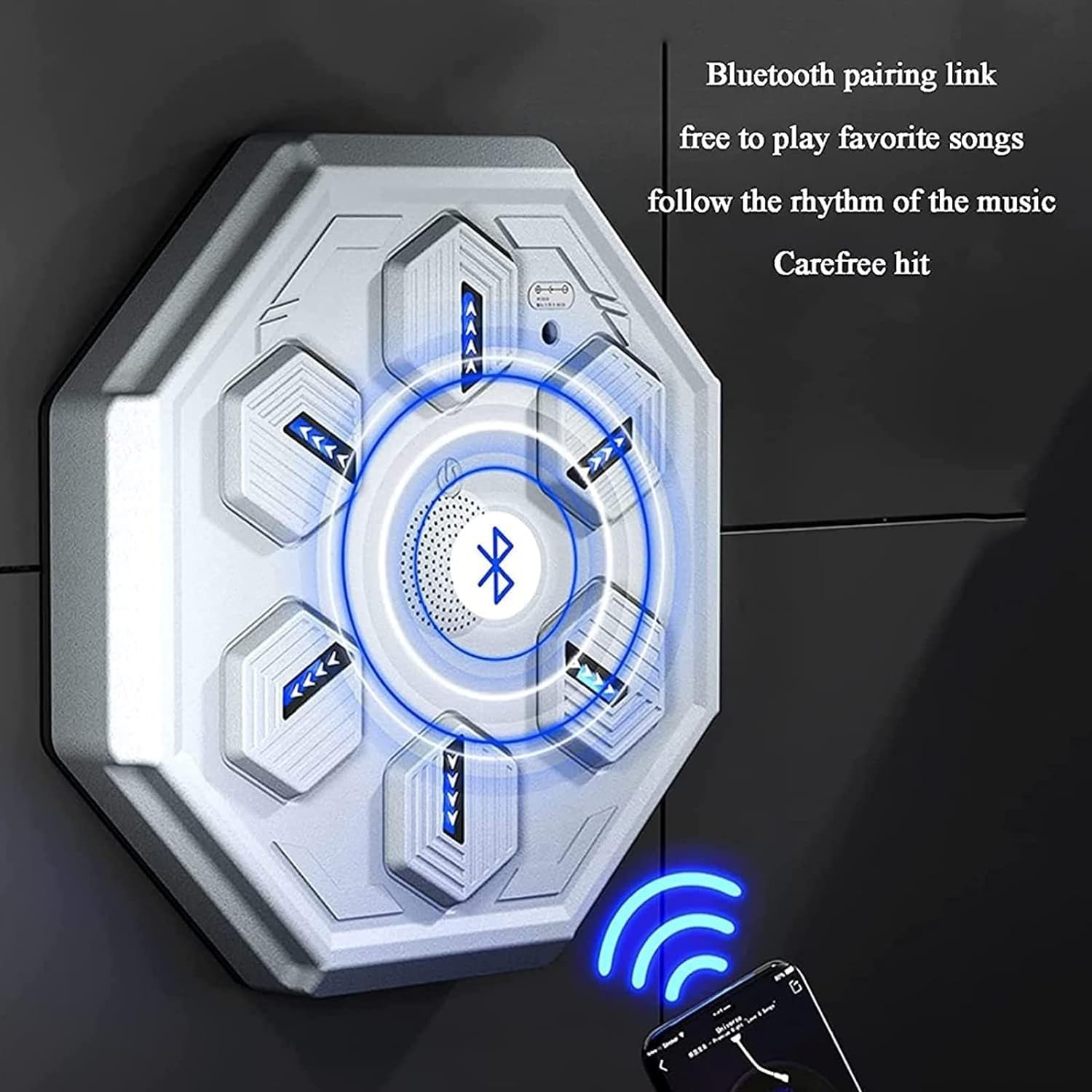 Máquina de Boxeo Musical con Bluetooth, Equipo de Boxeo Inteligente para el hogar con música electrónica para Entrenamiento de Objetivos, Velocidad, reacción y coordinación