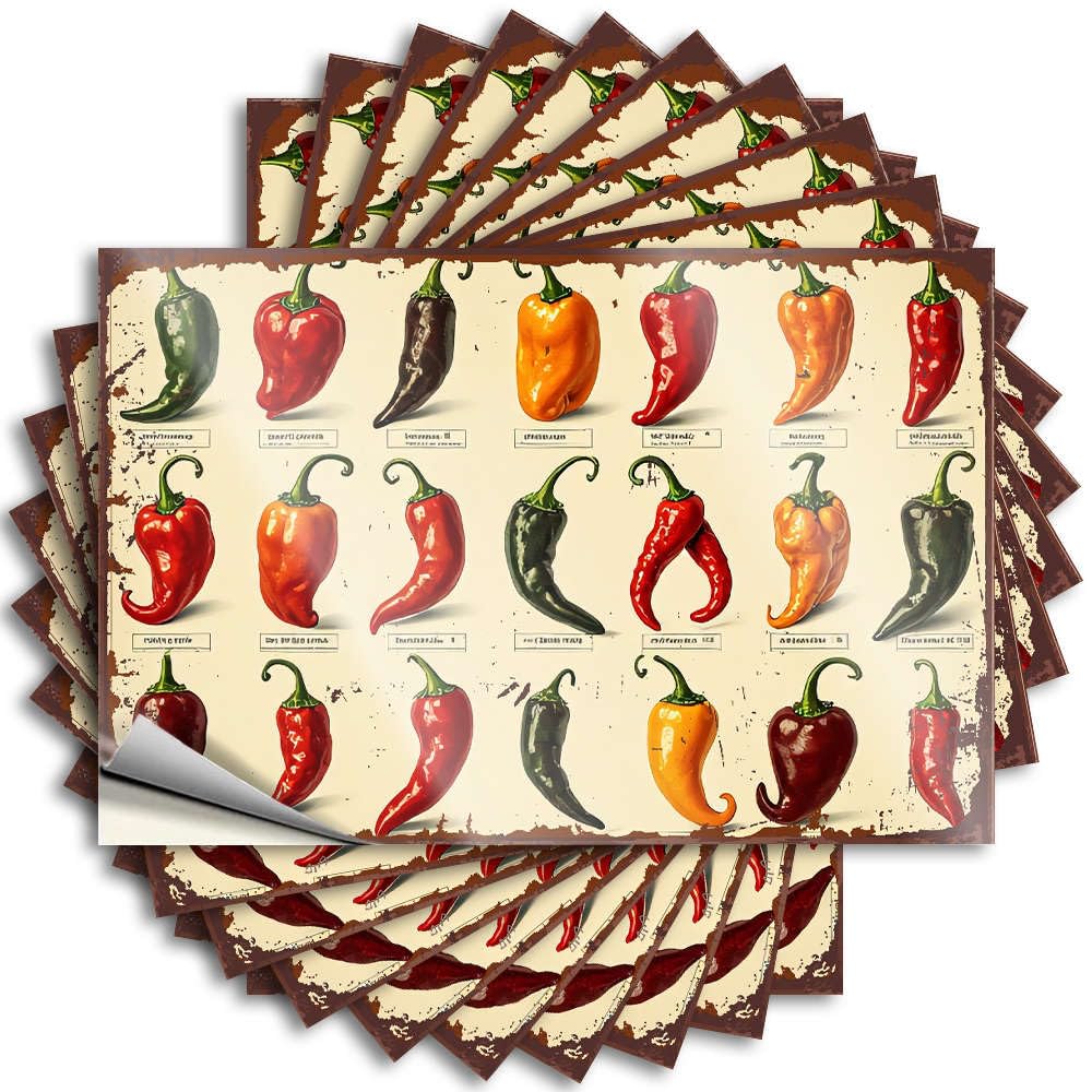 A Variety of Colorful Chili Peppers. Decals Outdoor Farmhouse Decor | Small Helmet Removable Decal Pack(12X18CM)