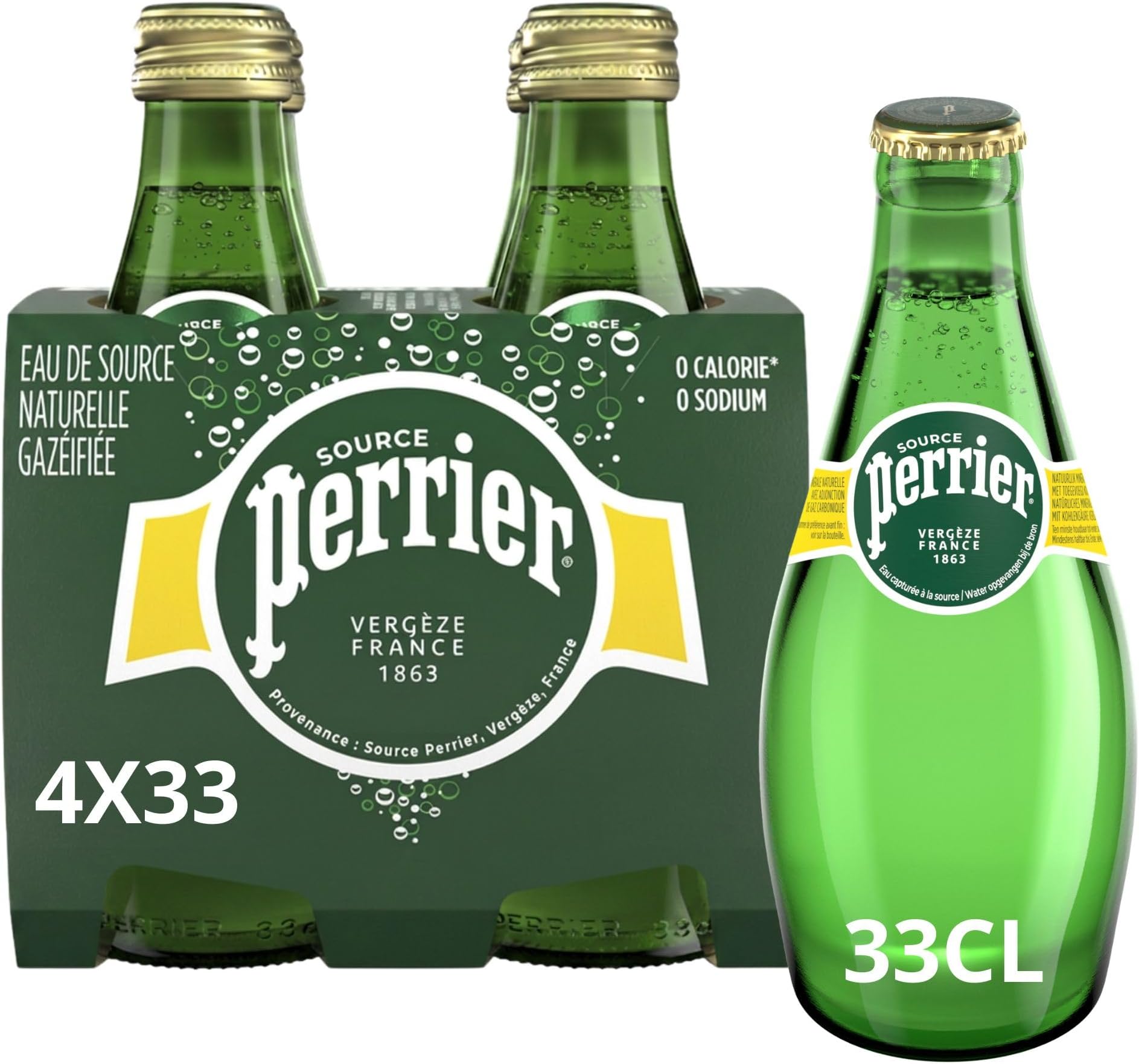 Sparkling Mineral Water Regular Glass Bottle, 4 x 330 ml