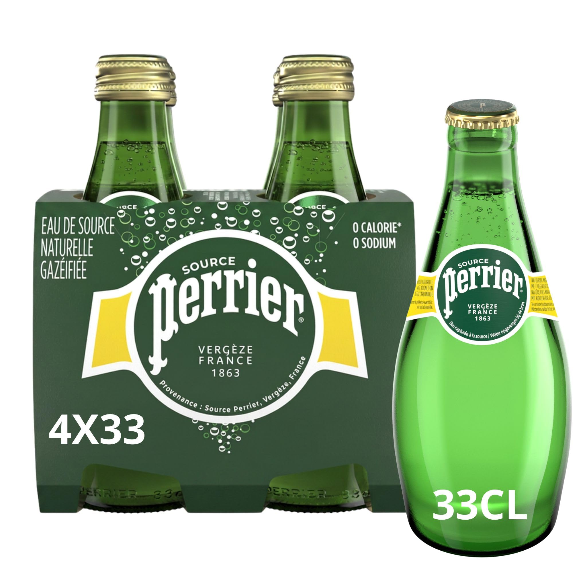Perrier Carbonated Mineral Water • Water Captured at the Source in France, 11.16 fl oz ℮ 330 ml, 4 Pack-image-5