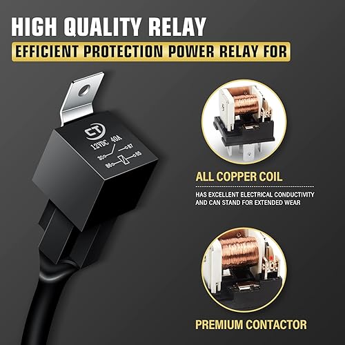 Miniatura 3 de RIGIDON Kit de mazo de cables de barra de luz LED, interruptor basculante de 12 V, 18 AWG, relé de alimentación, cable automotriz para barra de luz