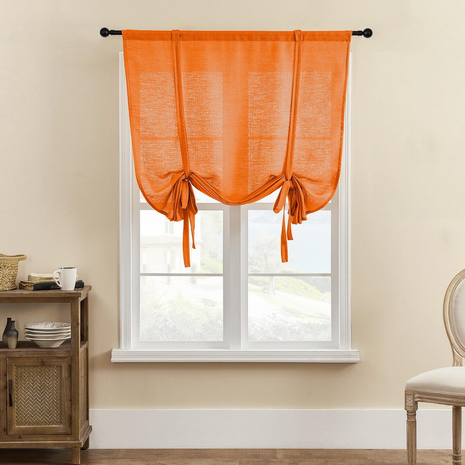 Store isolant thermique et occultant orange pour petite fenêtre