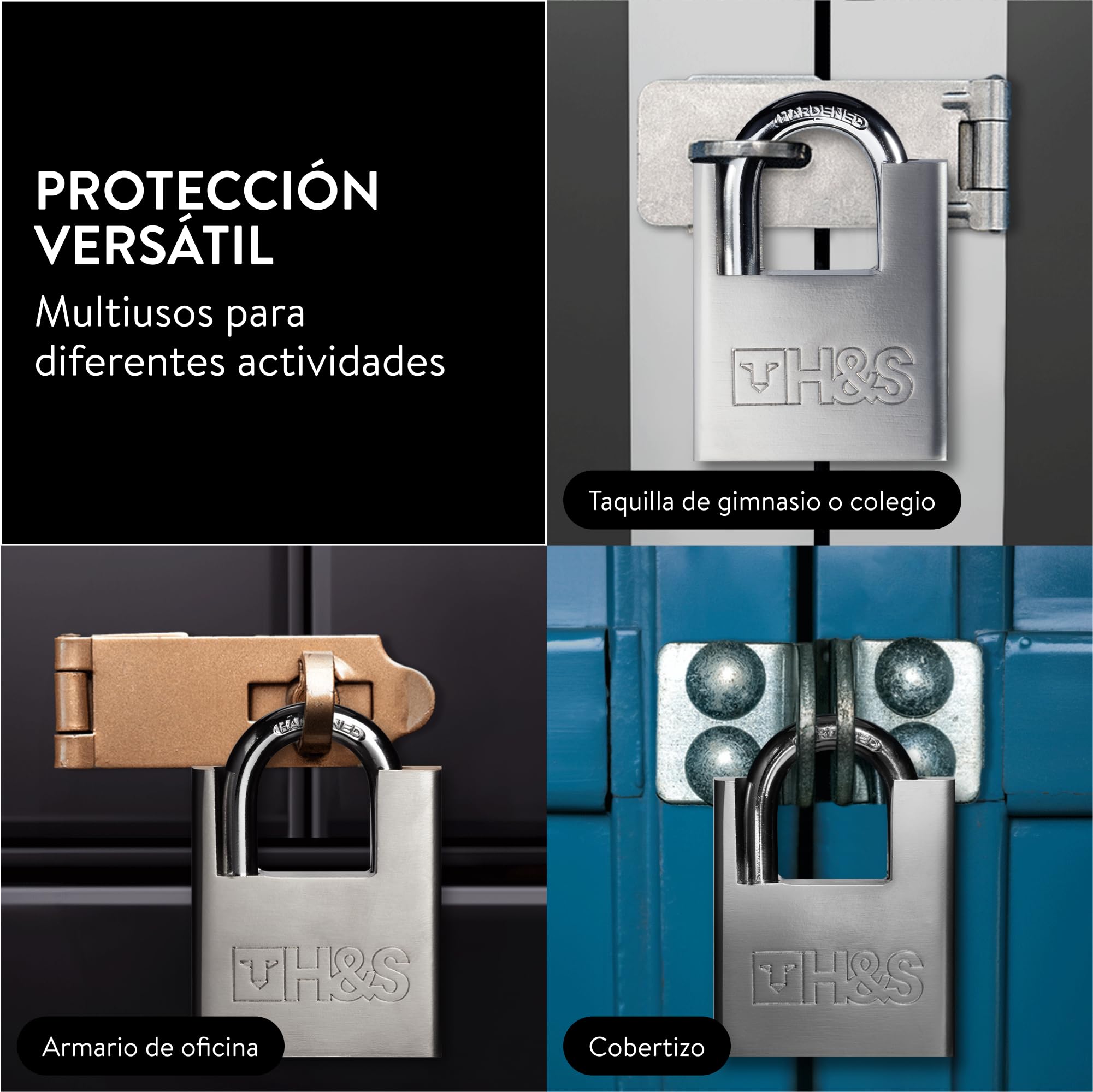 H&S 5 llaves 60 mm Heavy Duty Almacén Contenedor Garaje Contraventana Candado Puerta Cadena Cerradura-Juego de 2