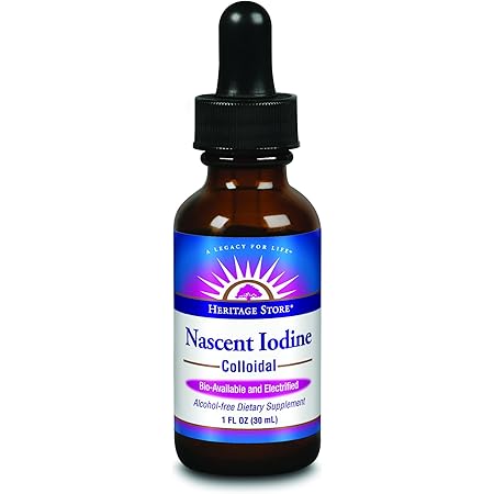Heritage Store Colloidal Nascent Iodine Supplement Drops | Thyroid Support | Help Boost Metabolism, Energy & Focus | 1 FL oz (480 Servings)