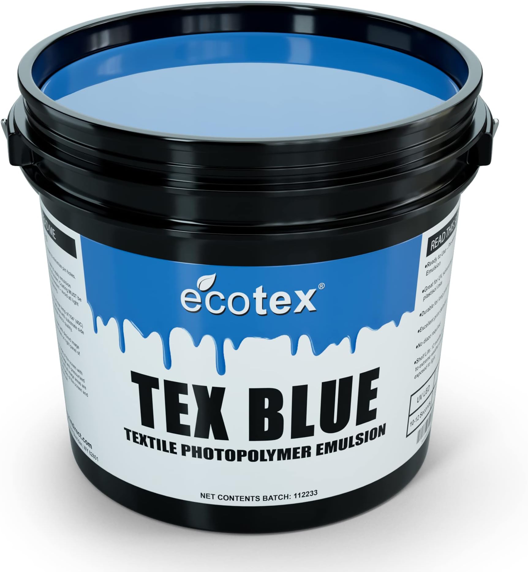 Screen Print Direct Ecotex® Tex-Blue Printing Emulsion (Pint - 16oz.) Pre-Sensitized Photo Emulsion for Silk s and Fabric - for Printing Plastisol Inks, Pure Photopolymer Printing Supplies
