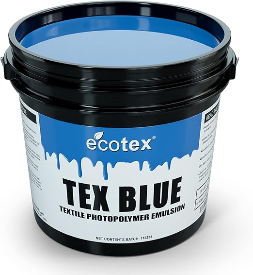 Ecotex® Tex-Blue Screen Printing Emulsion (Pint - 16oz.) Pre-Sensitized Photo Emulsion for Silk Screens and Fabric - for Screen Printing Plastisol Inks, Pure Photopolymer Screen Printing Supplies