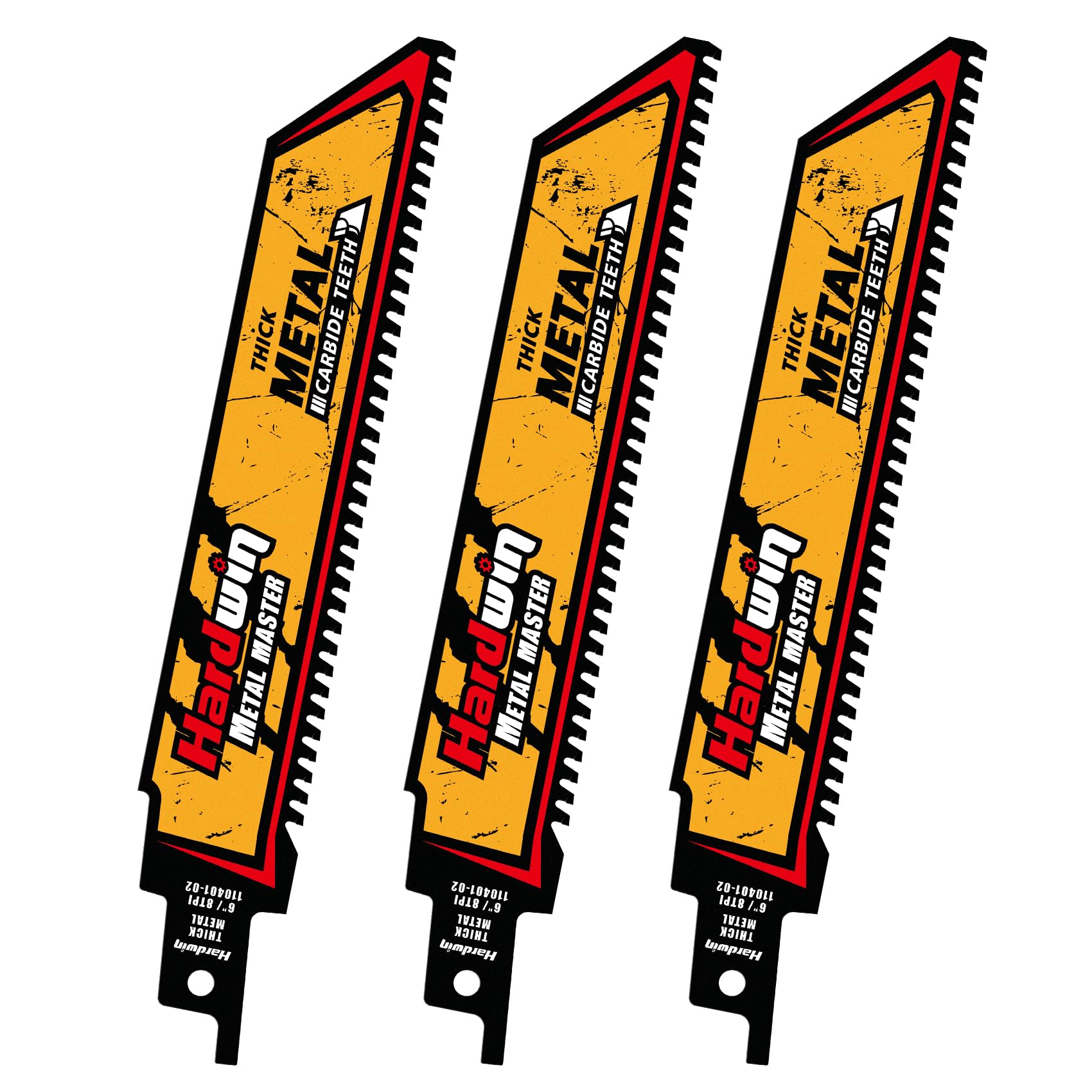 Lames pour scies sabre 150mm 8TPI Carbure Métal épais 3PCS | Lames carbure Haute Perf. Vie 30x > bimétal. Coupe fonte, inox, acier épais, fer à béton. Emmanch. 1/2" univ. Compatible.