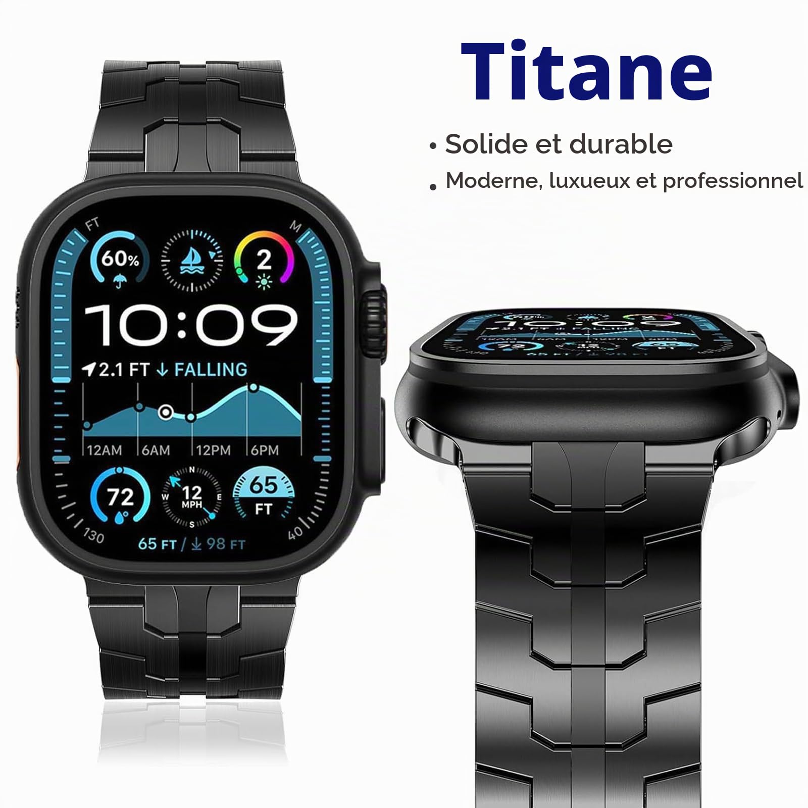 Titane Bracelet pour Apple Watch Ultra 3 49mm 46mm 45mm 44mm 42mm 41mm 40mm 38mm Réglable Titane Bracelet avec Fermoir Papillon pour iWatch Ultra 3 2 1/SE 3 2 1/Series 11 10 9 8 7 6 5 4 3 2 1