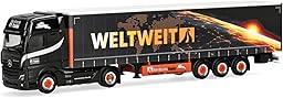 Herpa modèle réduit Camion Mercedes-Benz Actros L 18 Gigaspace Semi-remorque bâchée « Ferntrans Haas/weltweit », Miniature à l’échelle 1:87, pièce de Collection, Made in Germany, Plastique