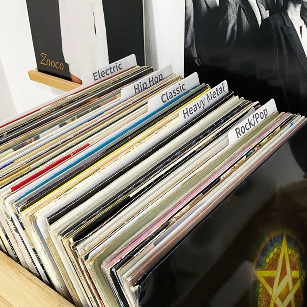 Lot de 5 cartes de classement pour disques vinyles noirs