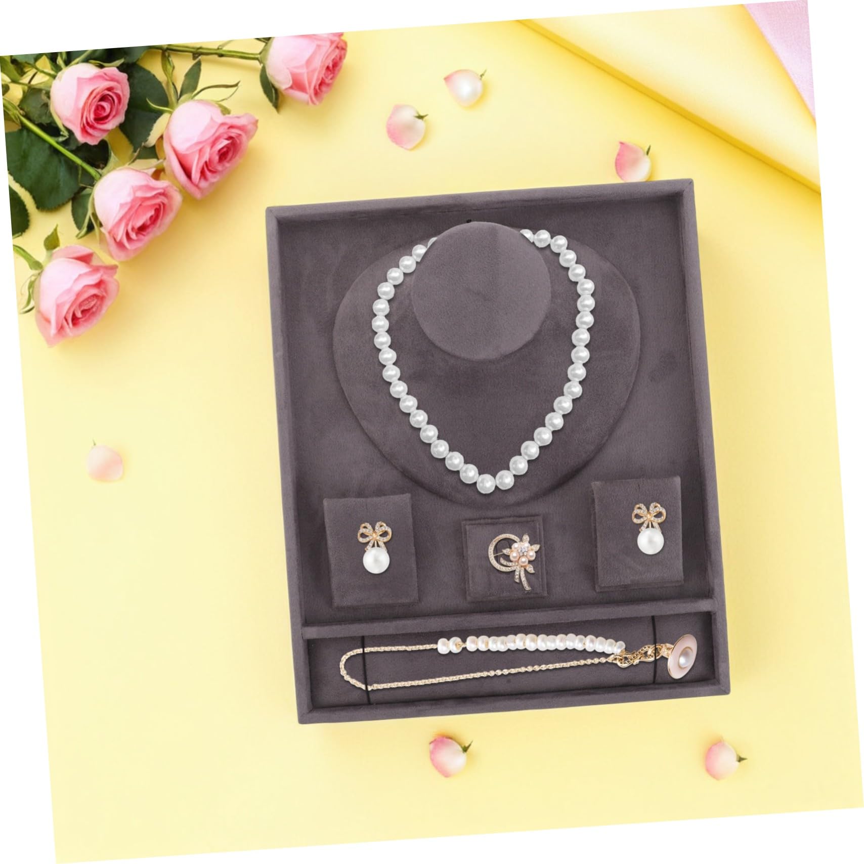 LIFKOME Plateau de Rangement pour Bijoux 30, 2x25x6, 5cm en Velours