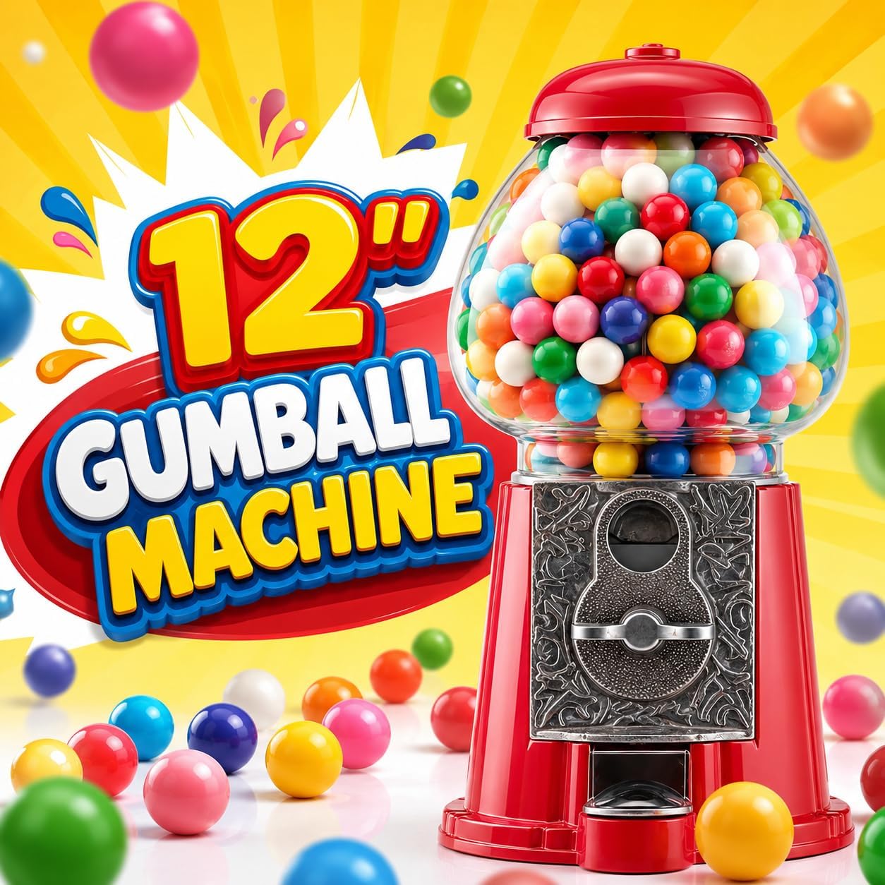Tradeopia 12" Gumball Machine for Kids and Adults, Old Fashioned Metal Gumball Machine, Enjoyable Gift for Any Occasion (Gumballs Not Included) image 2