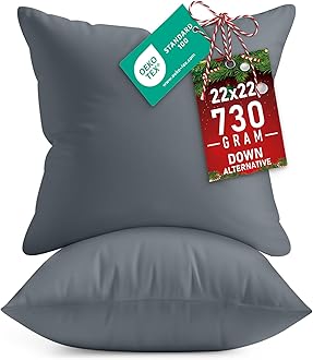 Utopia Bedding Throw Pillows Insert (Pack of 2, Grey) - 22 x 22 Inches Bed and Couch Pillows - Indoor Decorative Pillows (UB2651)