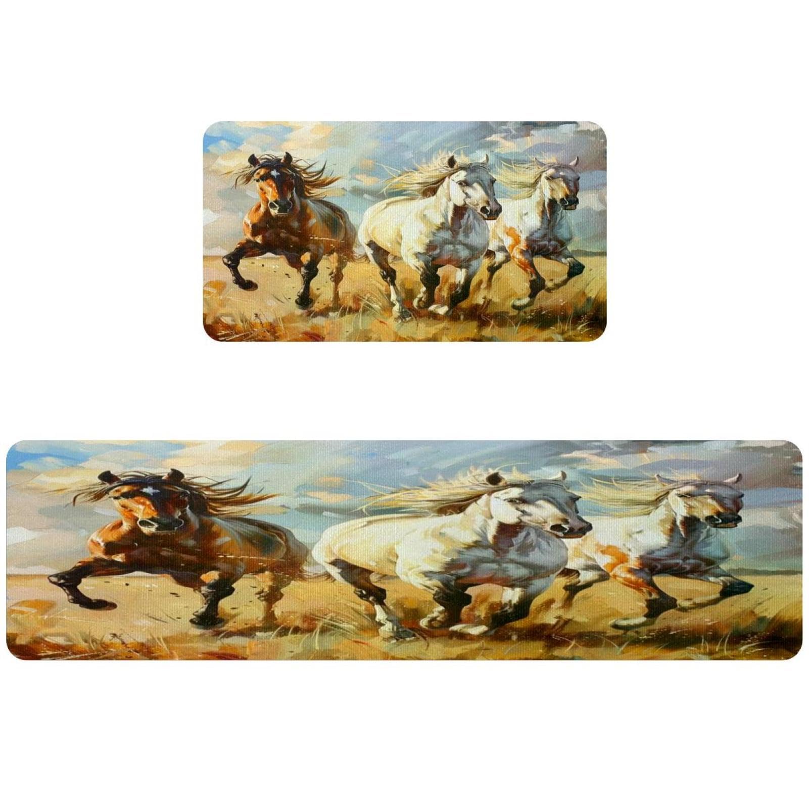 Alfombra de cocina para pasillo y cuarto de lavado VAPOKF con estampado de caballos