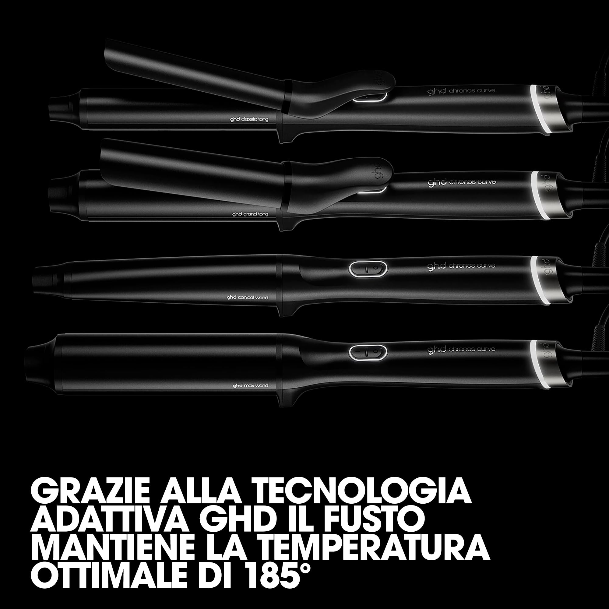 ghd Chronos Curve Conical Wand Arricciacapelli Professionale in Nero - Per Onde Effetto Spiaggia che Durano a Lungo - Ideale per Tutte le Lunghezze di Capelli (Presa EU)