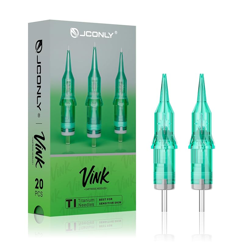 Agulhas Cartucho VINK Jconly de Titânio #12 1 Round Liner 1201RLL, diâmetro de 0,35 mm, pacote com 20