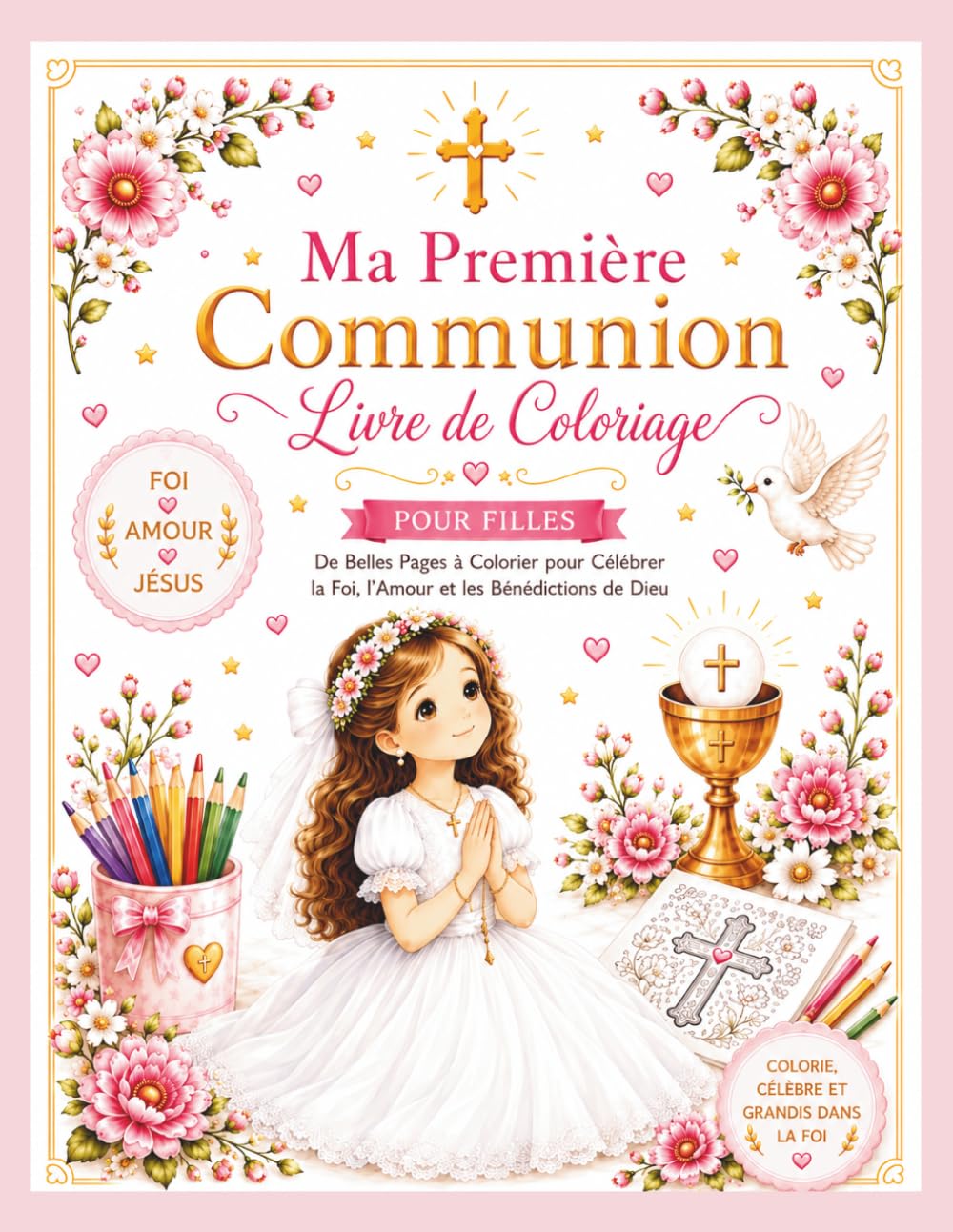 Ma Première Communion: Livre de Coloriage: Un beau livre de coloriage catholique et un précieux souvenir à chérir pendant des années