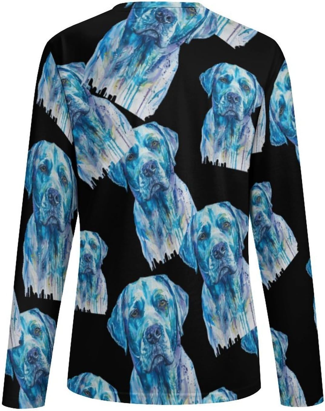Watercolor Bull Dog Women's Pajama Top Sleepwear Pajamas Sleep T-Shirt Long Sleeve Shirt Crewneck Tee