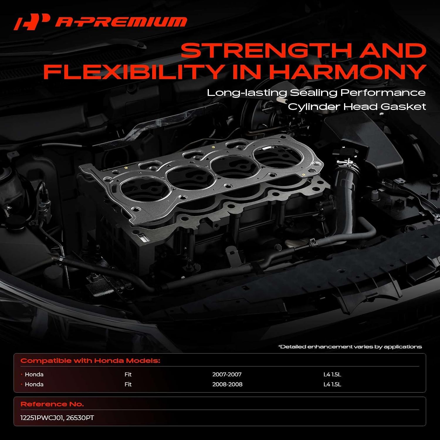 A-Premium L4 1.5L Engine Cylinder Head Gasket Compatible with Honda Fit 2007 2008, Multi-Layer Steel