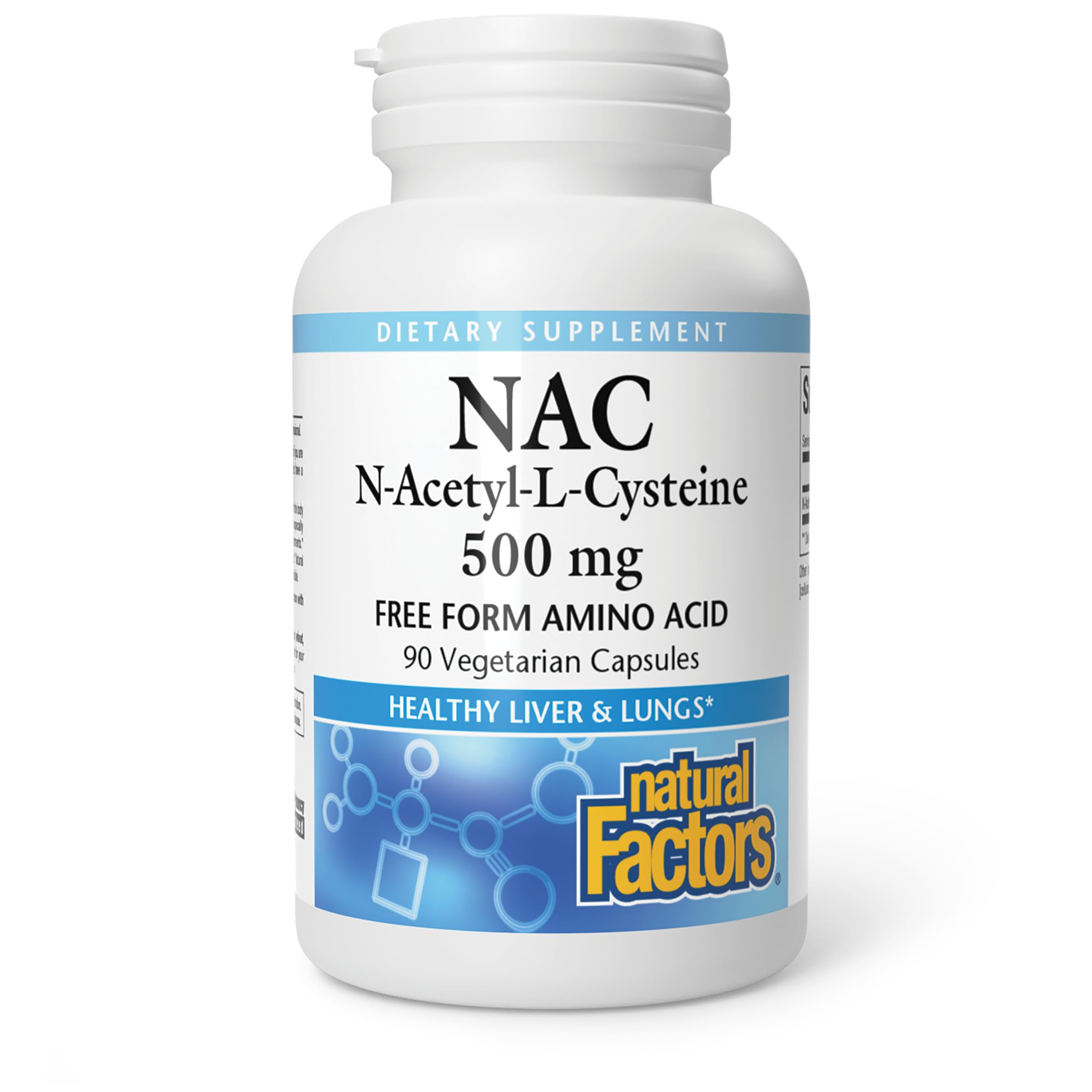Natural Factors N-Acetyl-L-Cysteine 500 mg, Superior Antioxidant Support for Respiratory & Immune Systems, 90 Capsules