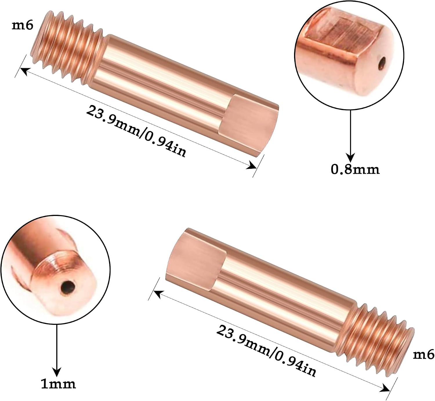 BESTMIG Welding Tips Welding Equipment Accessories MIG Welding Machine 030 040 Welding Coupons (Copper, 0.3'' 0.4'' Welding Tip)