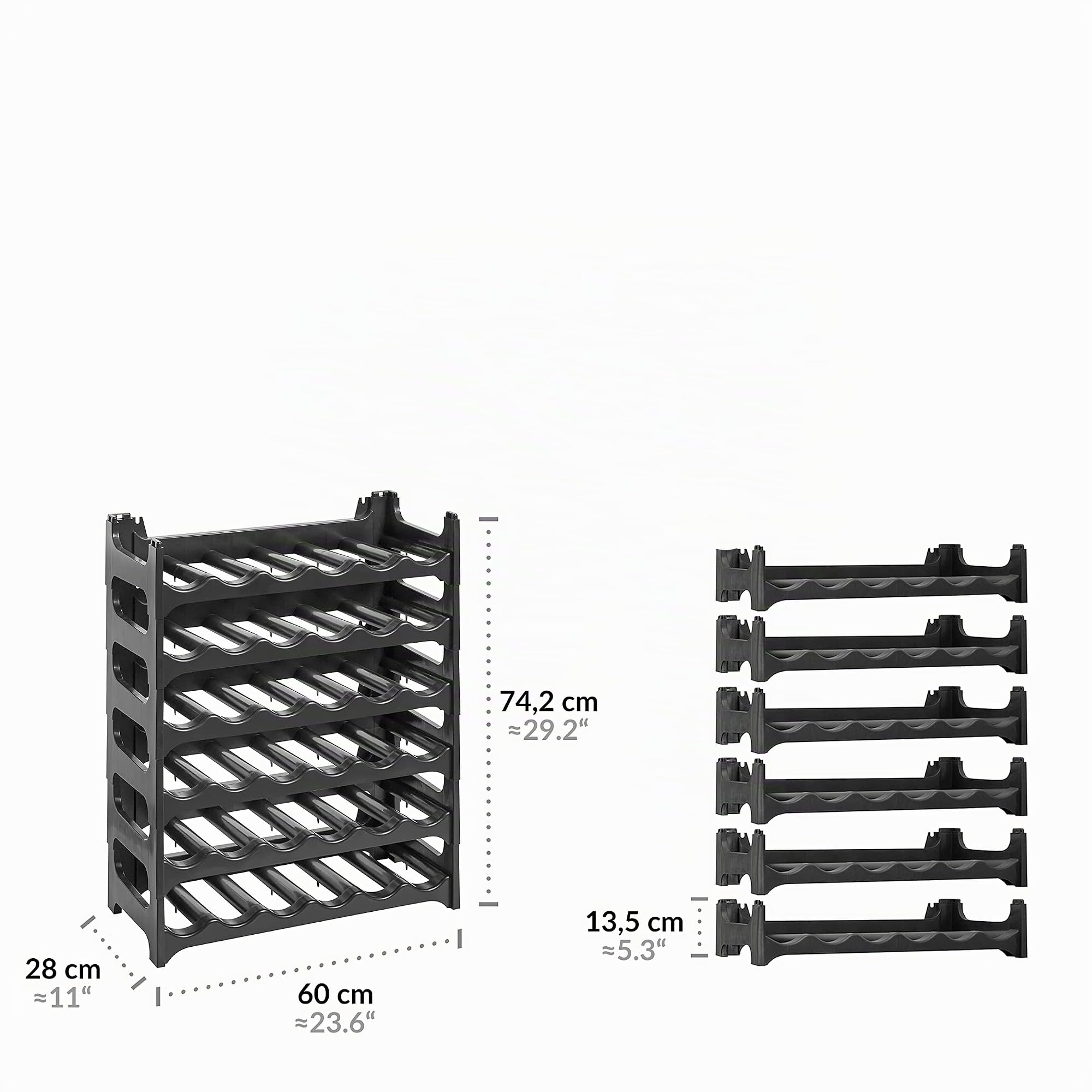 Grizzly Botellero - diseño Modular y apilable para 36 Botellas, botellero Negro