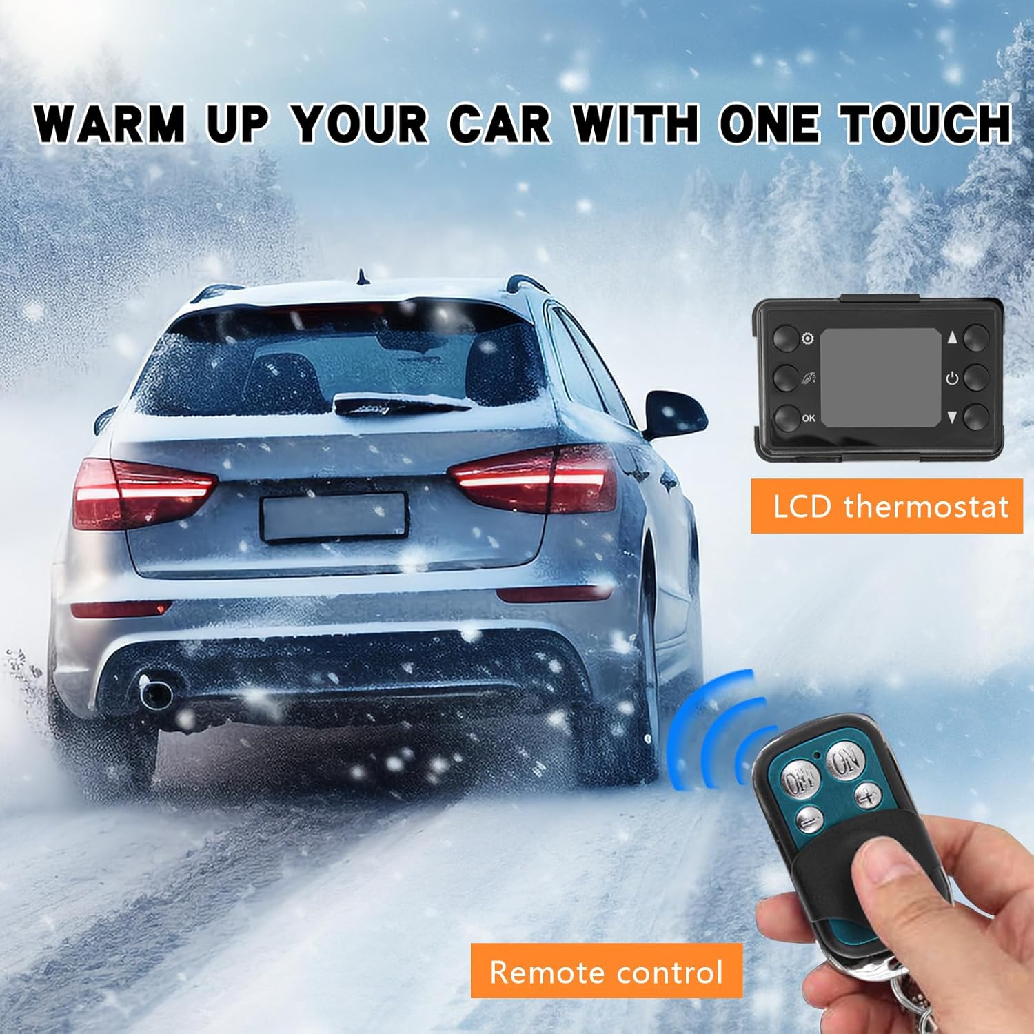 12V Diesel All-in-One 8KW Heater, Remote Control & LCD Switch Display, Fast Heating, Low Noise, Fits RV, Garage, Car Trailer, Truck, Boat (Black)