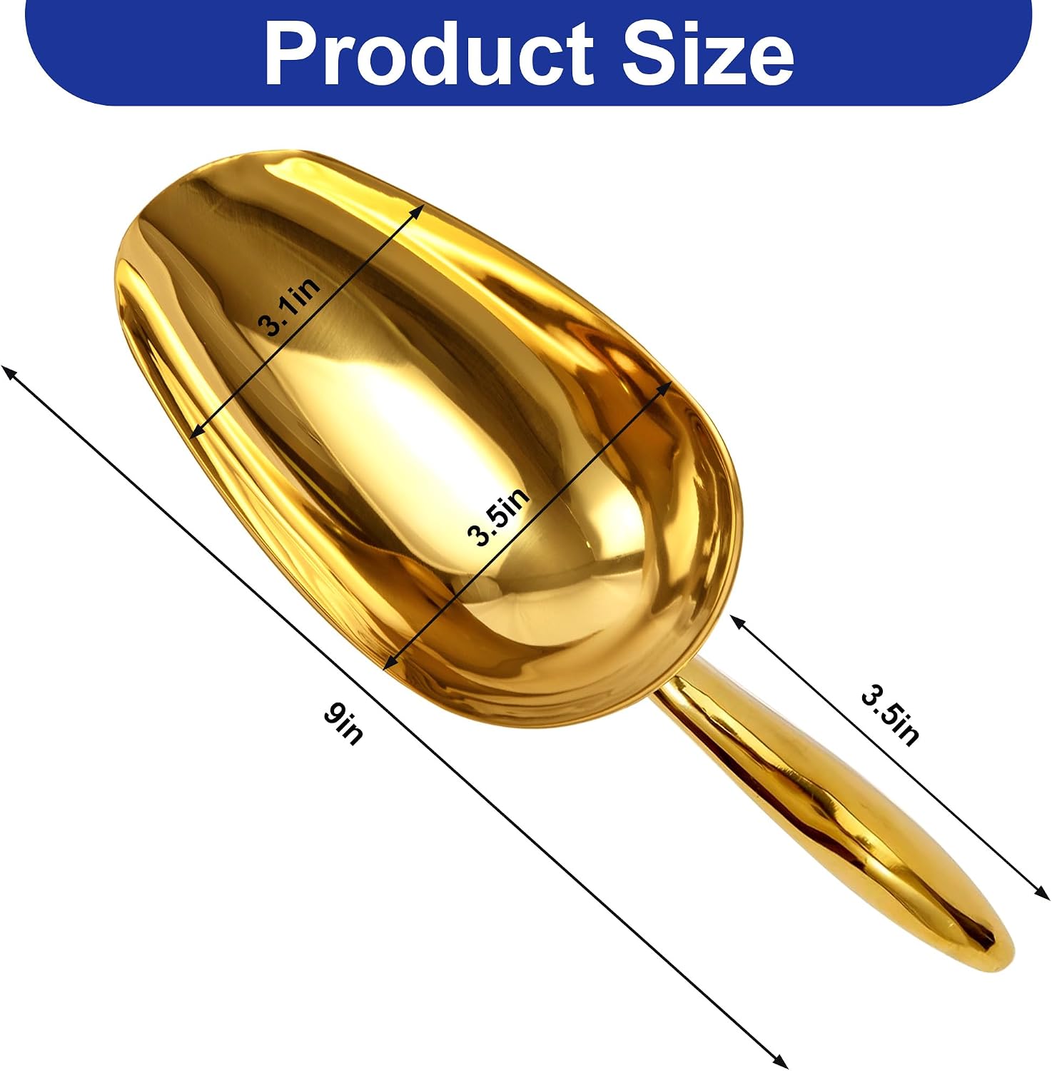 12 Oz Stainless Steel Gold Ice Scoop, Ice Scooper for Freezer & Ice Machine