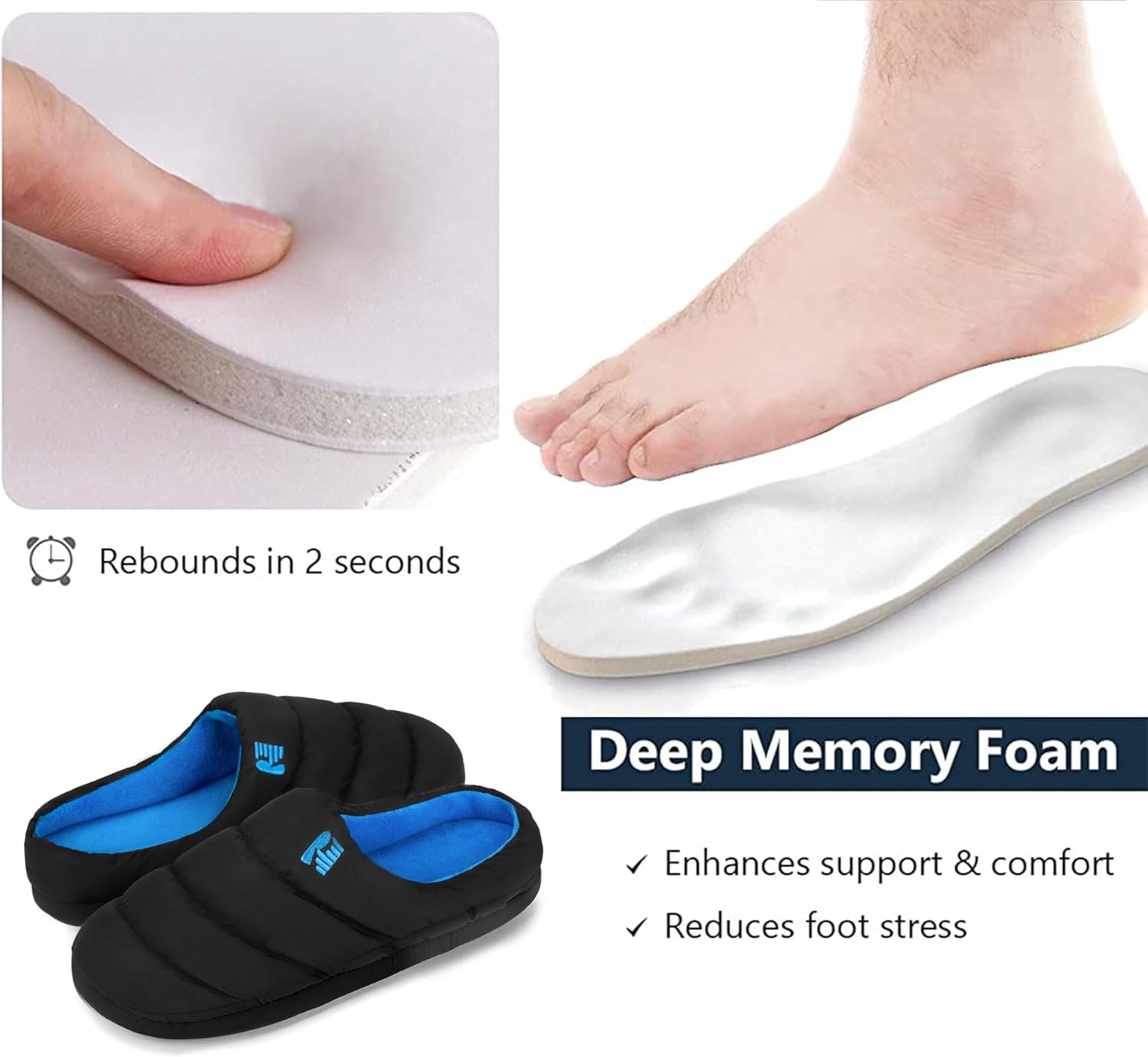 RockDove Mens Campground Puffer Slippers Memory Foam Cozy Warm Indoor House Shoes Non Slip Machine Washable Gift Ready - Image 5