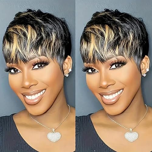Besteffie Pixie Cut Wig Human Hair Short Pixie Cut Wigs for Black Women Human Hair Glueless Pixie Wig Short Layered Brazilian Virgin Human Hair Wigs for Daily Use