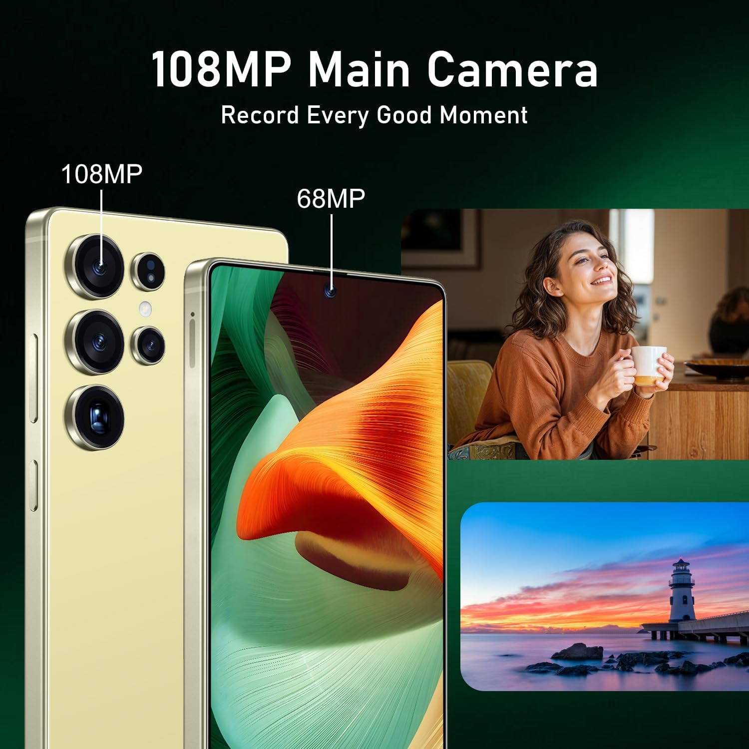 I25 Ultra: 6.99" FHD+ Android 14 Smartphone | 12GB+512GB | 108MP+68MP Camera | 7000mAh Battery | Built-in Stylus Pen | Blazing Fast Performance (Yellow)