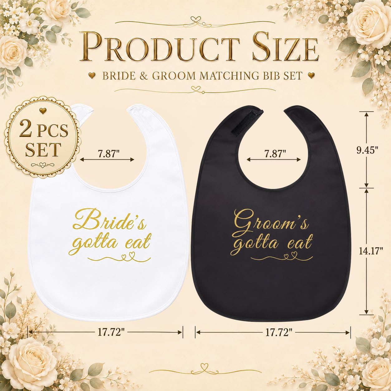 2Pcs Wedding Adult Bibs for Bride and Groom,Waterproof Couple Clothing Protectors Resistant Washable,Gag Gifts Wedding Bibs for Bridal Shower Party Supplies,Party Dining