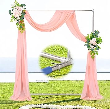 7Ft H x 6 Ft W Metal Arbor,Square Arch Backdrop Stand for Climbing Plants Wedding Garden Arch Bridal Party Ceremony Decoration Wide Arbor