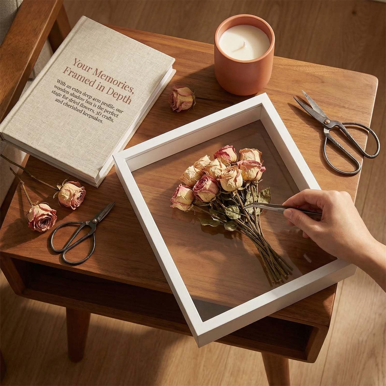 Cadre Photo 3D à Remplir pour Objet, Cadre de Boîte d'Ombre A4, Cadre Photo Profondeur 5cm en Bois, Cadres Vitrine Profond pour Photos Fleurs Souvenirs Médailles (Noir,21x29.7cm)