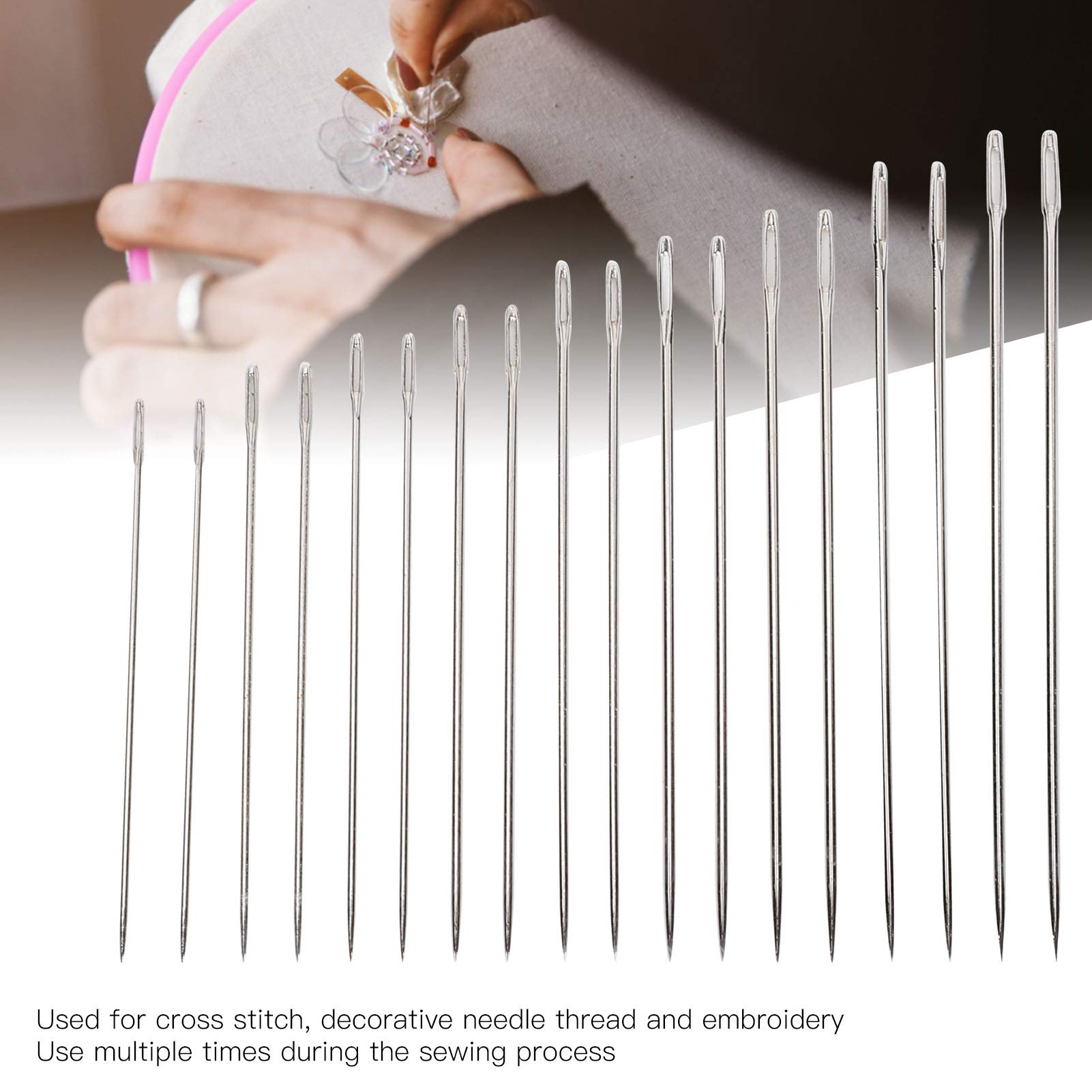 Hand Sewing Needles, 216Pcs Stainless Steel Embroidery Thread Needle Household Hand Quilting Needles Various Sizes Beading Needles (C# Large Hole Hand Sewing Needle Set)