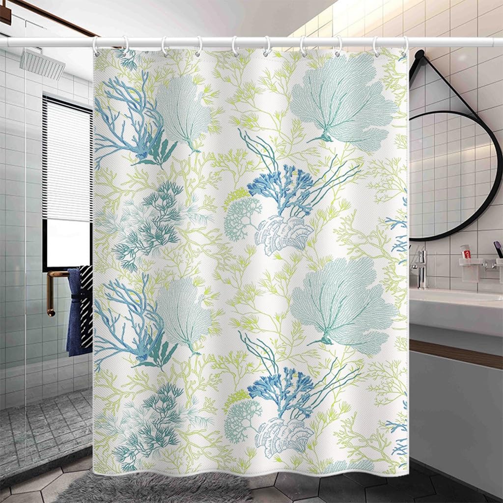 NZPOST Cortina de Ducha de baño Cortinas de bañera Cortina de Puerta de baño de Cocina Cortina de Ducha Impermeable de poliéster Cortina Bloqueada de baño con Ganchos para Ho