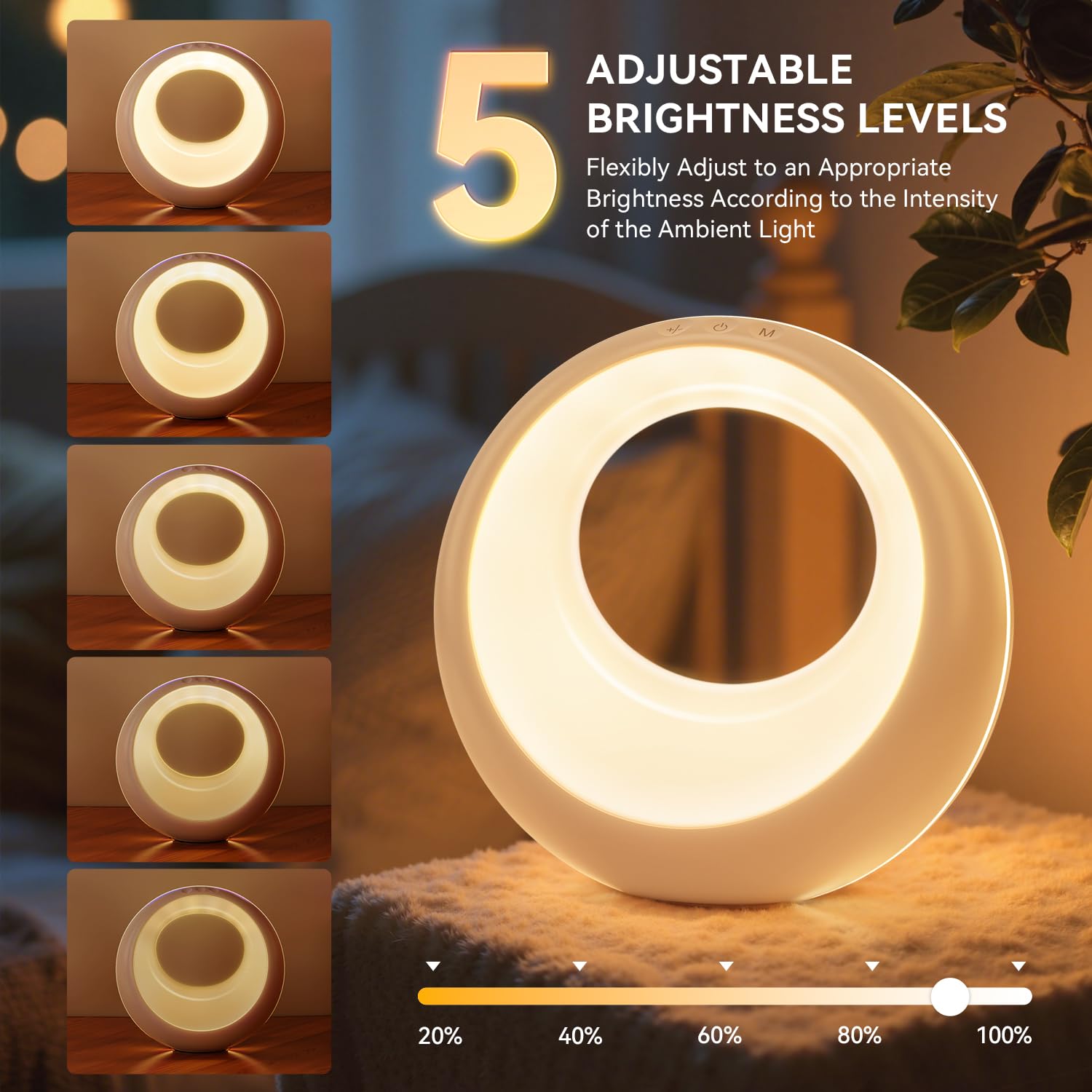 Auxmir LED Night Light, Rechargeable Table Lamp with 7 RGB Colors Changing & 9 Modes - Image 4