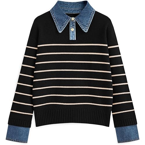 Womens Oversized Sweater Cozy Chunky Long Sleeve Mock Turtleneck V Neck Button Down Denim Polo Pullover Tunic Sweaters