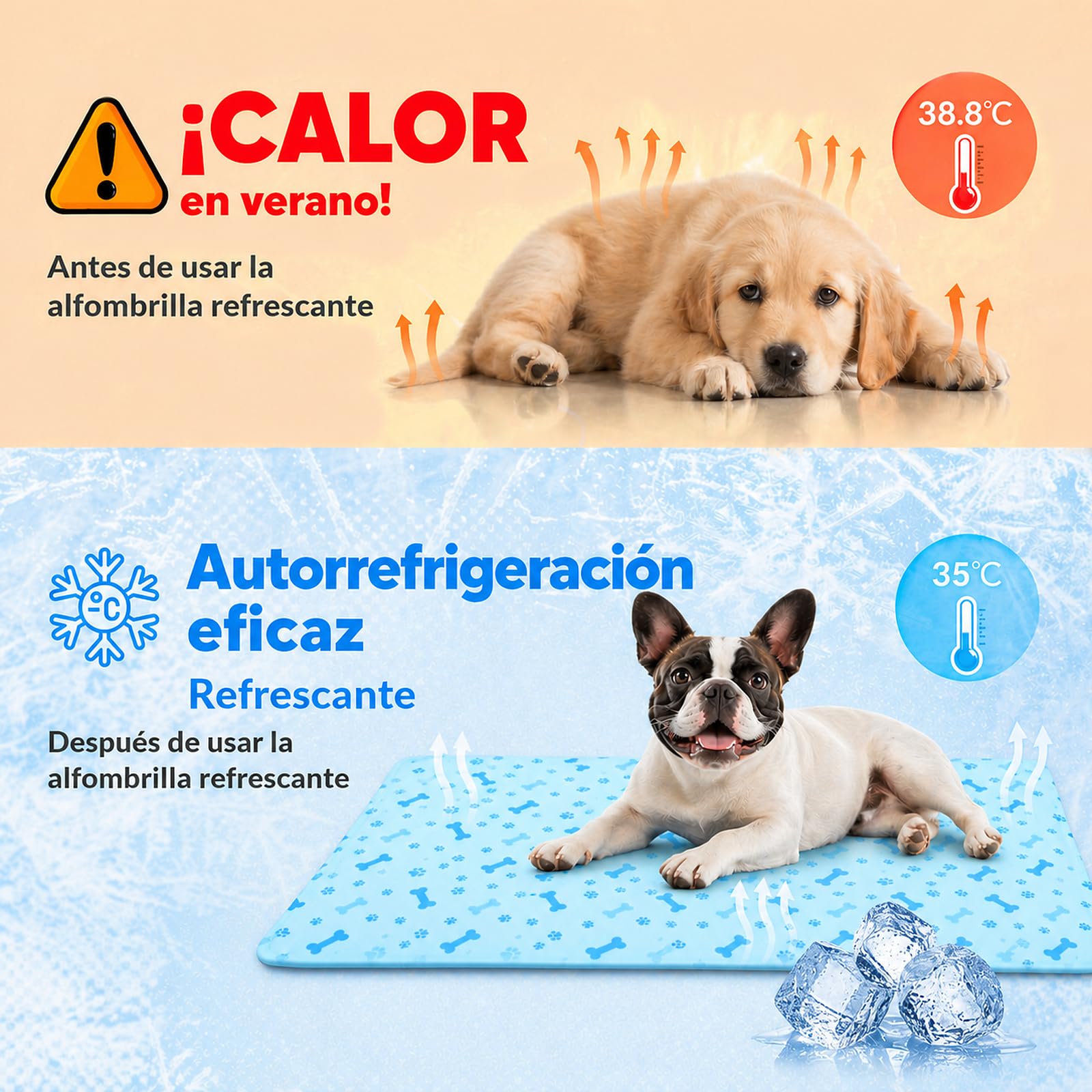 BESCH Alfombrilla Refrescante para Mascotas, Esterilla Refrigerante Autorefrigerante con Gel, Colchoneta Fresca para Perros y Gatos, Uso Verano Interior Exterior 45x60cm