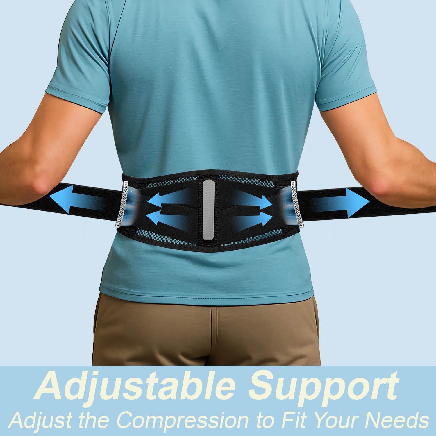 Thin & Lightweight Back Brace for Lower Back Pain Relief – Slim, Breathable Back Support Brace for Sciatica, Herniated Disc – Adjustable Lumbar Support Belt for Men & Women, All Day Comfort - Image 3