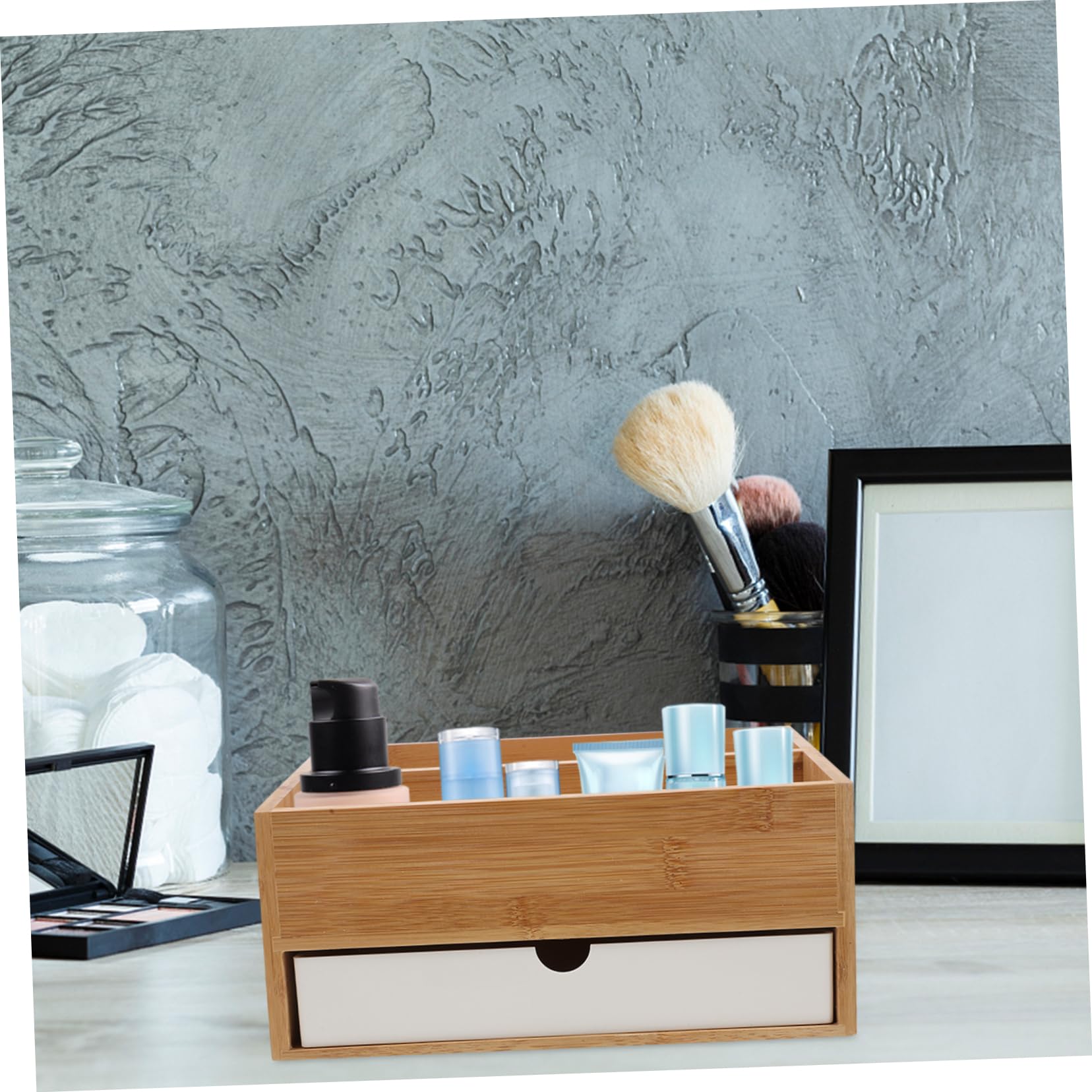Schreibtisch-organizer Bambus Mit Aufbewahrungsbox Für Kleinigkeiten Kosmetik Und Bastelbedarf Vielseitig Für Home-office Und Schlafzimmer