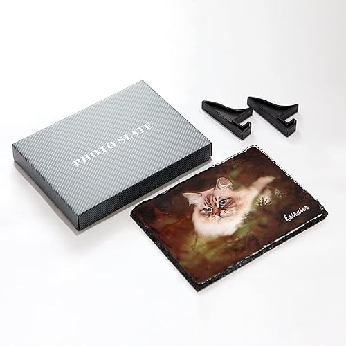 Miniatura 6 de TUQGVR Regalos de fotos personalizados, marco de fotos de pizarra, marcos de fotos personalizados con losa de roca, añade fotos y texto libremente,