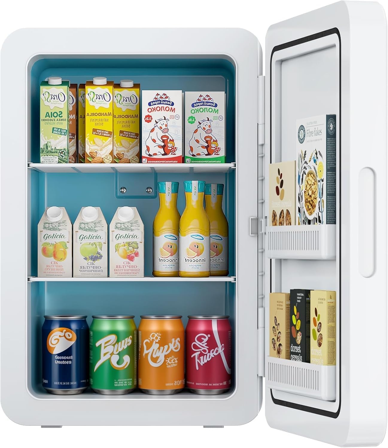 MoraRise Mini Fridge 22L/30 Cans Portable Cooler & Warmer Mini Fridge for Bedrooms with Adjustable Shelves, AC+12V DC Small Fridges for Office, Car, Travel,Home, Skincare, Drinks & Cosmetics (Black) — view 11