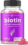 Biotin Gummies | 5000mcg Per Gummy | Hair Skin & Nails Vitamins | Vitamins Gummies | Healthy Hair Supplement for Women & Men | Vegan & Non-GMO | Natural Strawberry (1)