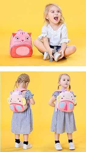 Miniatura 7 de Ladyzone Mochila para niños pequeños, mochila de animales del zoológico, bonita bolsa de felpa de dibujos animados de 10 pulgadas, bolsa de libro