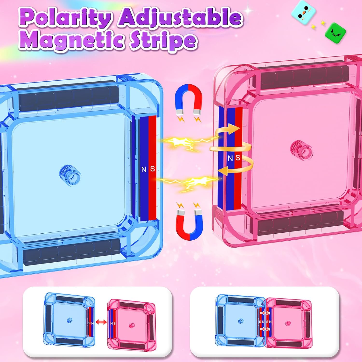 Magnetic Tiles Mini Travel Toys Set for Kids, Magnetic Blocks Building Toy Preschool Classroom Must Haves, Montessori Sensory Outdoor Kids Toys for Toddlers 3+ Year Old Girls Boys Travel Essential
