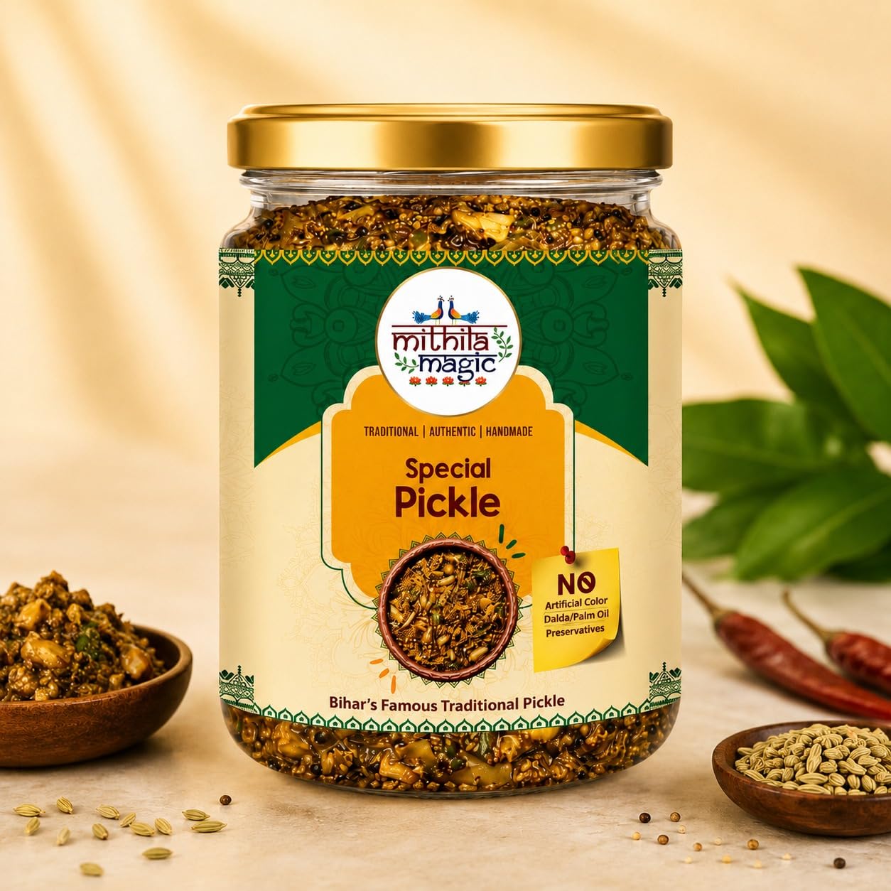 Mithila Magic Special Pickle, Traditional Handmade Achaar in Cold-Pressed Mustard Oil, No Additives, 400g - Pet Jar-image-26