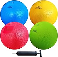 AppleRound 8.5 Inch Dodgeball Playground Balls - Pack of 4 Vibrant Colors with Pump, Durable Grip for Schools, Camps & Kids Play