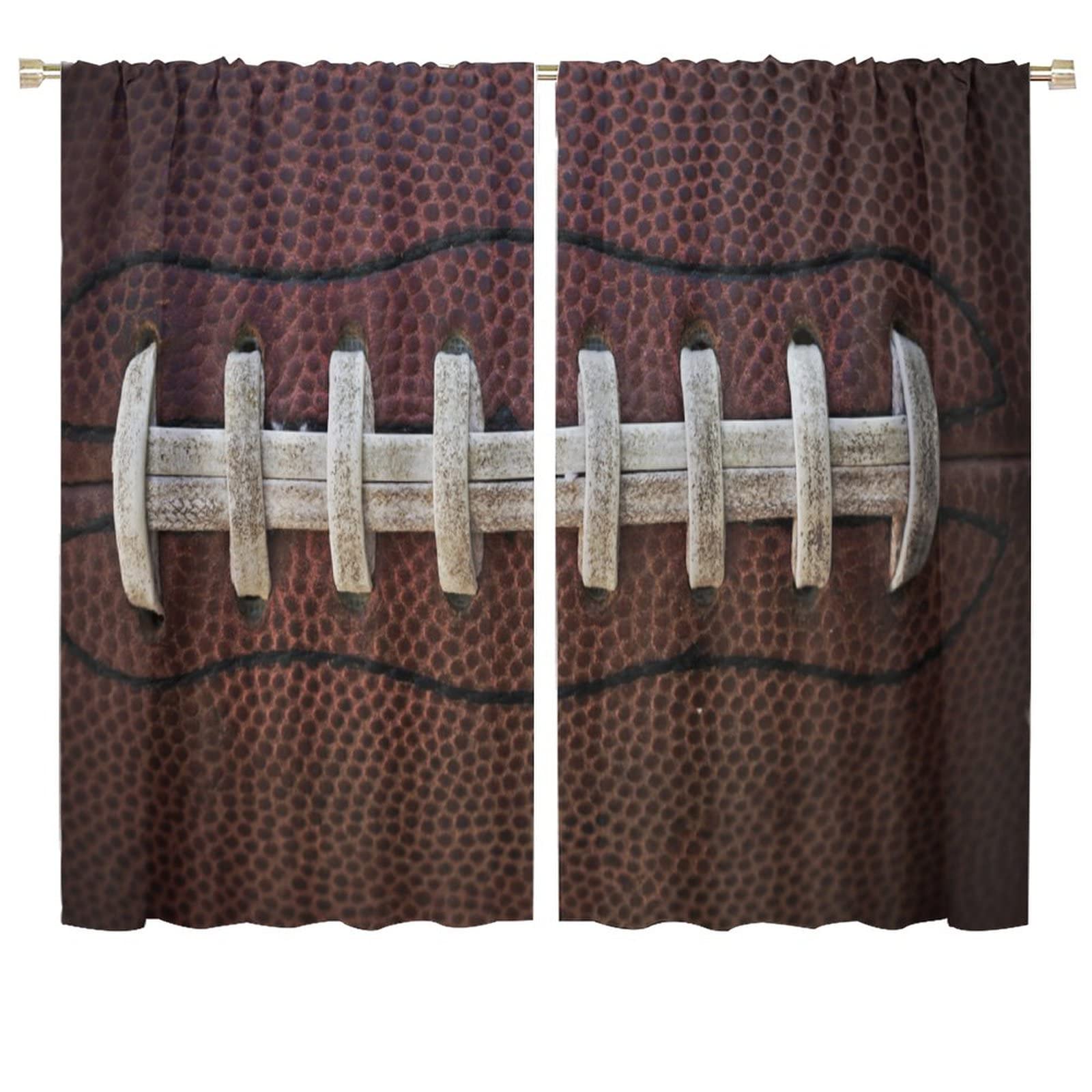 JESTRONRY American Football Blackout Curtain,Rugby Football Traditional Sport Close Up Window Treatments Curtains for Boys Kids Teens Men Bedroom Living Room Home Decor W72xL63in