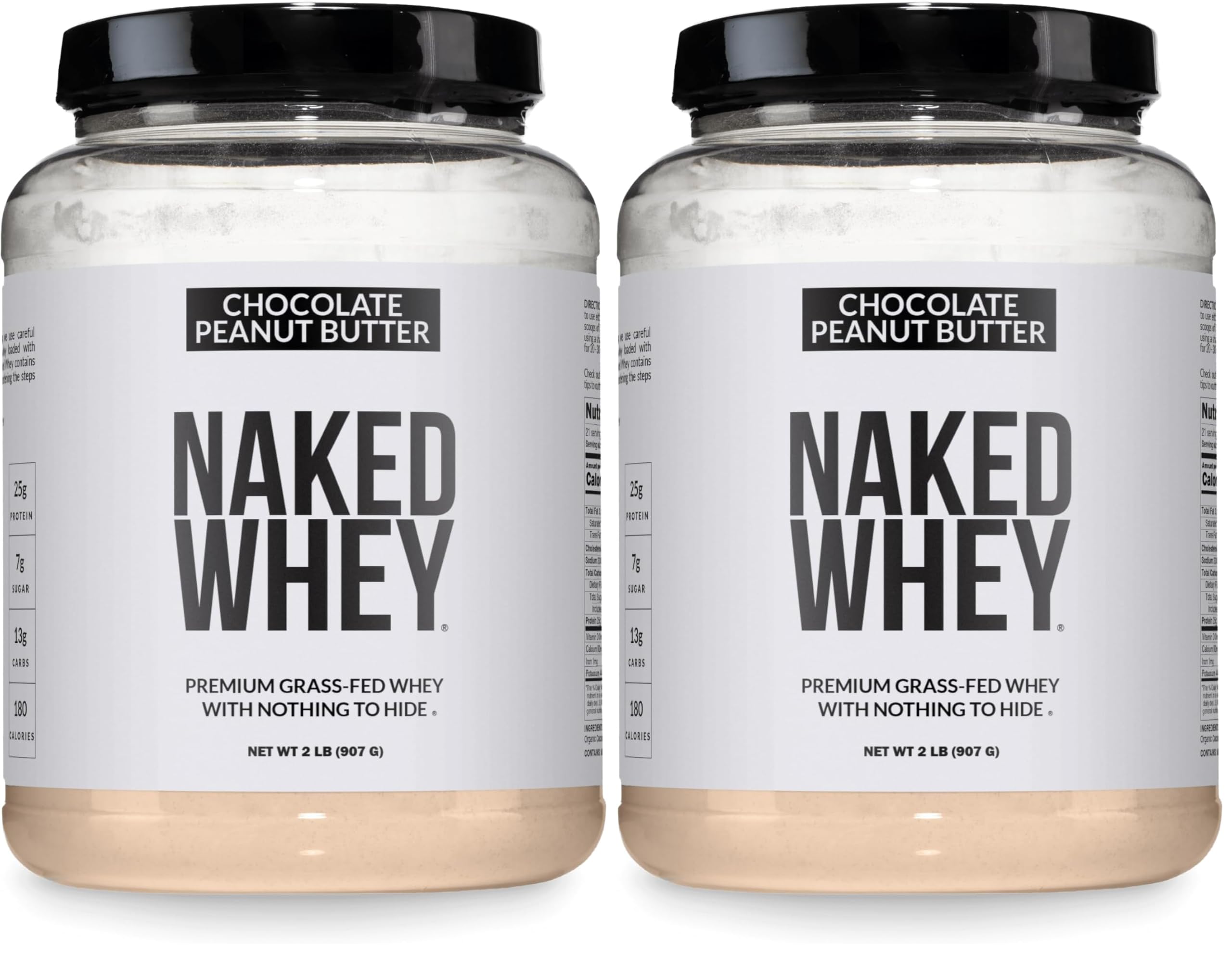 NAKED Whey Chocolate Peanut Butter Protein Powder, Grass Fed Whey, No GMO, No Soy, and Gluten Free. Nothing Artificial, Aid Growth and Recovery - 21 Servings (Pack of 2)